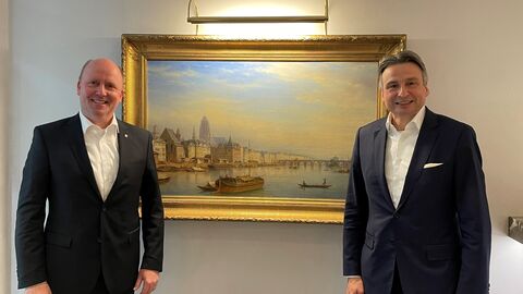 Europastaatssekretär Uwe Becker mit Gerhard Wiesheu